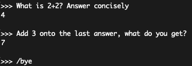 ollama run chat has context