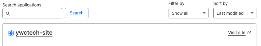 screenshot of cloudflare pages: project site list and visit site